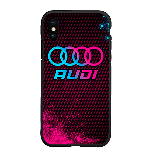 Чехол iPhone XS Max матовый Audi - neon gradient / 3D-Черный – фото 1