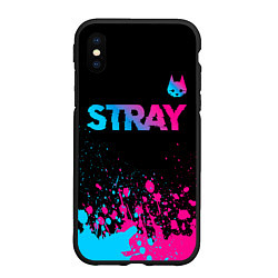 Чехол iPhone XS Max матовый Stray - neon gradient logo