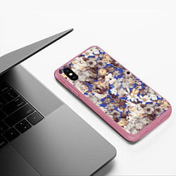 Чехол iPhone XS Max матовый Цветы Синего Сада, цвет: 3D-малиновый — фото 2