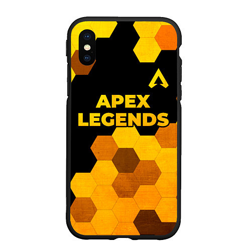 Чехол iPhone XS Max матовый Apex Legends - gold gradient: символ сверху / 3D-Черный – фото 1