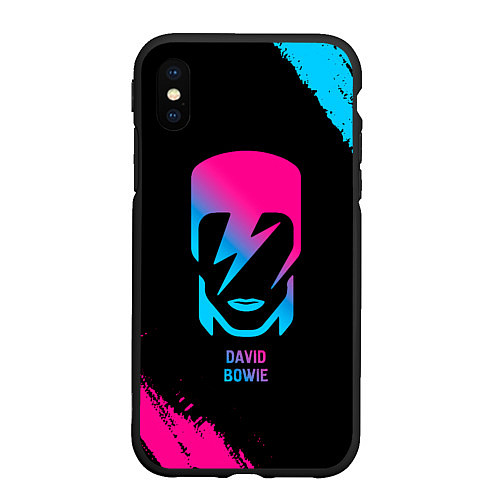 Чехол iPhone XS Max матовый David Bowie - neon gradient / 3D-Черный – фото 1