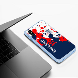 Чехол iPhone XS Max матовый Сборная Англии Краска, цвет: 3D-голубой — фото 2