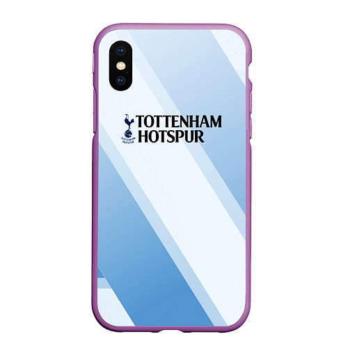Чехол iPhone XS Max матовый Tottenham hotspur Голубые полосы / 3D-Фиолетовый – фото 1