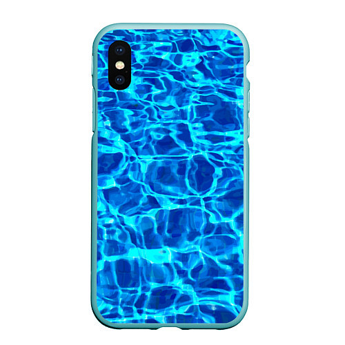 Чехол iPhone XS Max матовый Текстура поверхности воды / 3D-Мятный – фото 1