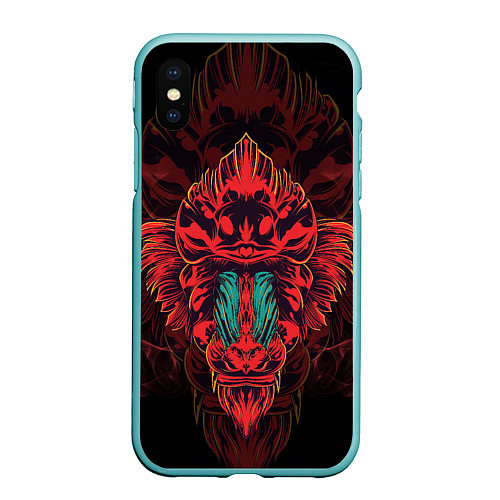 Чехол iPhone XS Max матовый Красная обезьяна / 3D-Мятный – фото 1
