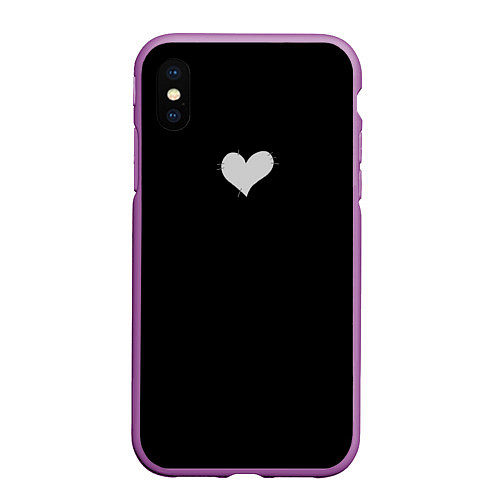 Чехол iPhone XS Max матовый Сердце - заплатка / 3D-Фиолетовый – фото 1