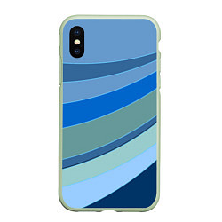 Чехол iPhone XS Max матовый Сине-зеленые линии, цвет: 3D-салатовый