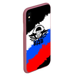 Чехол iPhone XS Max матовый ВДВ - герб и триколор, цвет: 3D-малиновый — фото 2
