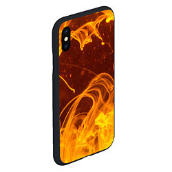 Чехол iPhone XS Max матовый Абстрактные языки пламени из красок, цвет: 3D-черный — фото 2