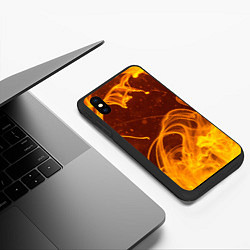 Чехол iPhone XS Max матовый Абстрактные языки пламени из красок, цвет: 3D-черный — фото 2