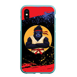 Чехол iPhone XS Max матовый Карате горилла, цвет: 3D-мятный