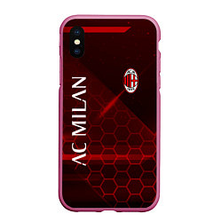 Чехол iPhone XS Max матовый Ac milan Соты, цвет: 3D-малиновый