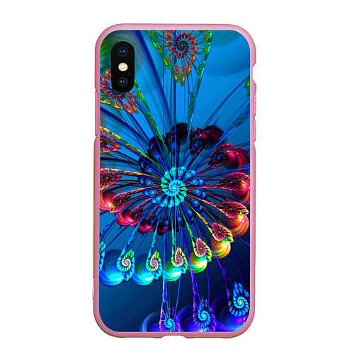 Чехол iPhone XS Max матовый Фрактальная спираль / 3D-Розовый – фото 1