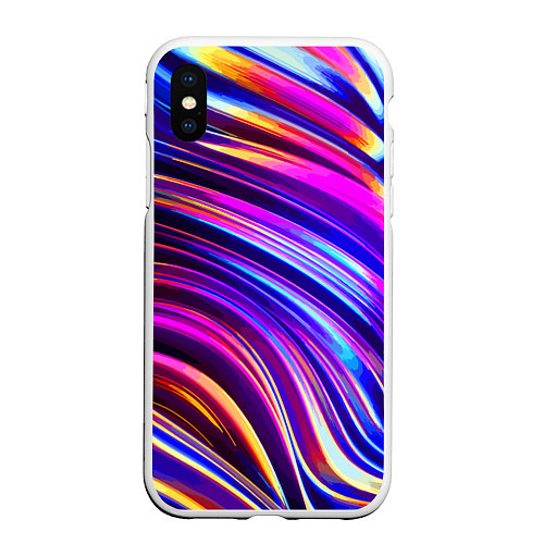 Чехол iPhone XS Max матовый Яркая цветная композиция / 3D-Белый – фото 1