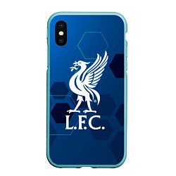 Чехол iPhone XS Max матовый Liverpool шестиугольники абстракция, цвет: 3D-мятный