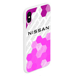 Чехол iPhone XS Max матовый Nissan pro racing: символ сверху, цвет: 3D-белый — фото 2