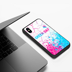 Чехол iPhone XS Max матовый Green Day neon gradient style: символ сверху, цвет: 3D-черный — фото 2