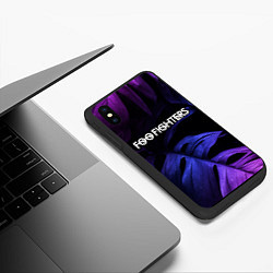 Чехол iPhone XS Max матовый Foo Fighters neon monstera, цвет: 3D-черный — фото 2