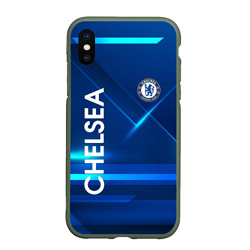 Чехол iPhone XS Max матовый Chelsea Синяя абстракция / 3D-Темно-зеленый – фото 1