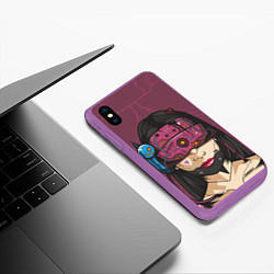Чехол iPhone XS Max матовый Кибер-девушка, цвет: 3D-фиолетовый — фото 2