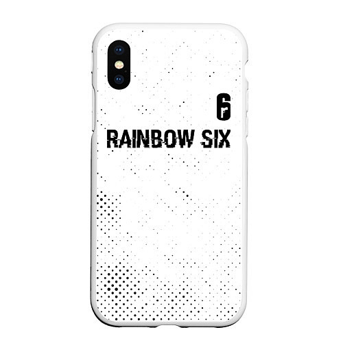 Чехол iPhone XS Max матовый Rainbow Six glitch на светлом фоне: символ сверху / 3D-Белый – фото 1