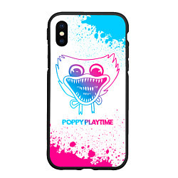 Чехол iPhone XS Max матовый Poppy Playtime neon gradient style, цвет: 3D-черный