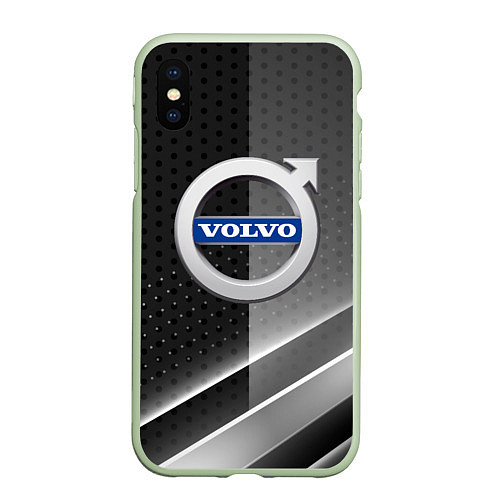 Чехол iPhone XS Max матовый Volvo Карбон абстракция / 3D-Салатовый – фото 1
