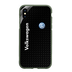 Чехол iPhone XS Max матовый Volkswagen карбон, цвет: 3D-темно-зеленый