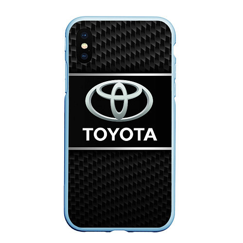 Чехол iPhone XS Max матовый Toyota Карбон / 3D-Голубой – фото 1