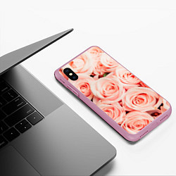 Чехол iPhone XS Max матовый Нежно - розовые Розы, цвет: 3D-розовый — фото 2