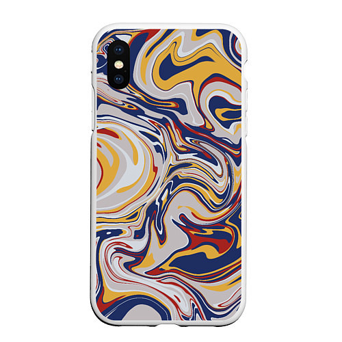 Чехол iPhone XS Max матовый Лунные разводы красок / 3D-Белый – фото 1