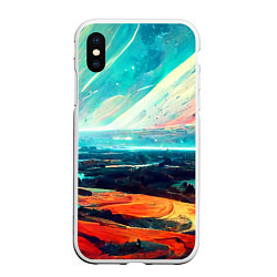 Чехол iPhone XS Max матовый Космический ландшафт, цвет: 3D-белый