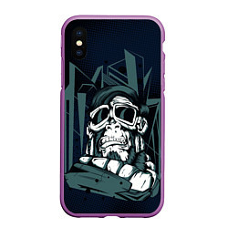 Чехол iPhone XS Max матовый Страшная обезьяна -путешественник, цвет: 3D-фиолетовый