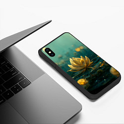 Чехол iPhone XS Max матовый Золотой лотос, цвет: 3D-черный — фото 2