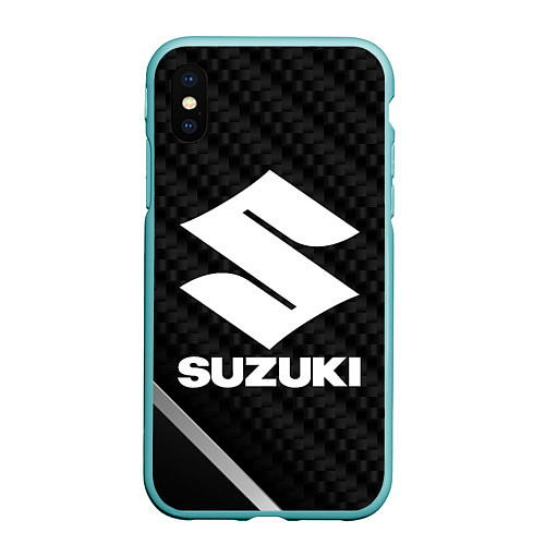 Чехол iPhone XS Max матовый Suzuki карбон / 3D-Мятный – фото 1