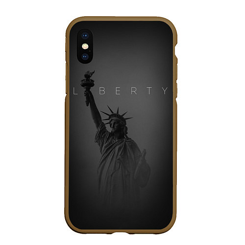 Чехол iPhone XS Max матовый LIBERTY - СТАТУЯ СВОБОДЫ / 3D-Коричневый – фото 1