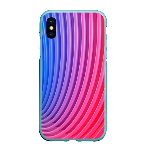 Чехол iPhone XS Max матовый Оптическая иллюзия с линиями / 3D-Мятный – фото 1