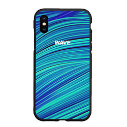 Чехол iPhone XS Max матовый Абстрактные волны Wave - бирюзовые