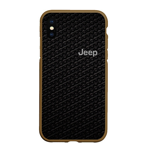 Чехол iPhone XS Max матовый Jeep карбон / 3D-Коричневый – фото 1