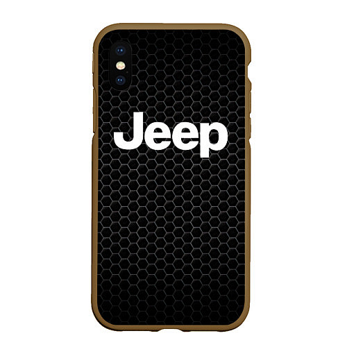 Чехол iPhone XS Max матовый Jeep Соты / 3D-Коричневый – фото 1