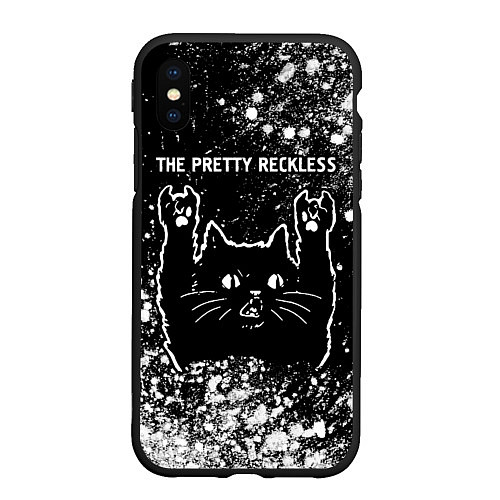 Чехол iPhone XS Max матовый Группа The Pretty Reckless и рок кот / 3D-Черный – фото 1