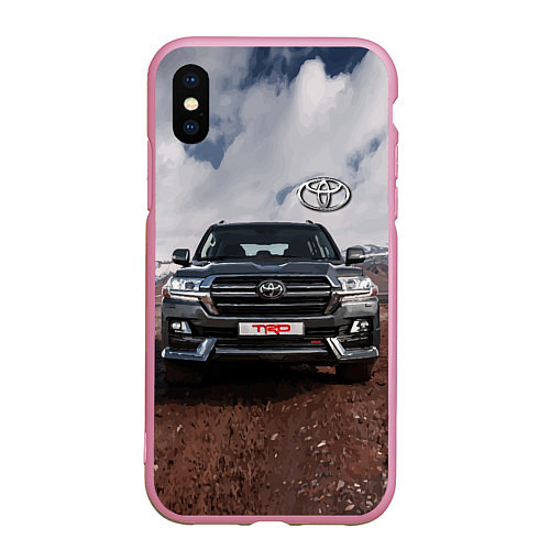 Чехол iPhone XS Max матовый Toyota Land Cruiser in the mountains / 3D-Розовый – фото 1