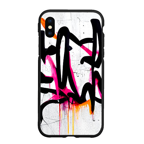 Чехол iPhone XS Max матовый Крупные граффити узоры / 3D-Черный – фото 1