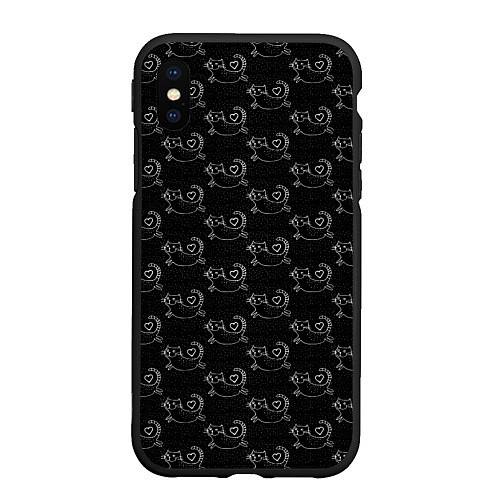 Чехол iPhone XS Max матовый Коты С Сердечками / 3D-Черный – фото 1