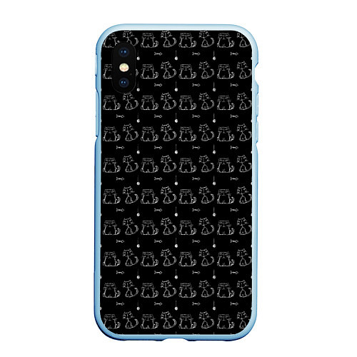 Чехол iPhone XS Max матовый Сидящие Коты и Кошки / 3D-Голубой – фото 1