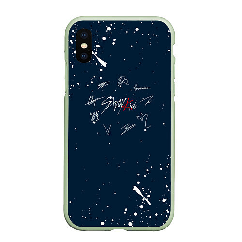 Чехол iPhone XS Max матовый Stray Kids - брызги / 3D-Салатовый – фото 1