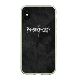 Чехол iPhone XS Max матовый Phasmophobia пентаграмма и крест на сером фоне