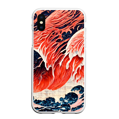 Чехол iPhone XS Max матовый Великая красная волна / 3D-Белый – фото 1