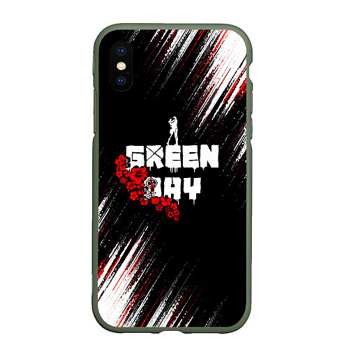 Чехол iPhone XS Max матовый Green day - абстракция / 3D-Темно-зеленый – фото 1