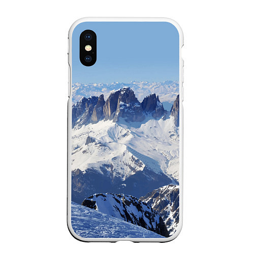 Чехол iPhone XS Max матовый Гряда снежных вершин / 3D-Белый – фото 1